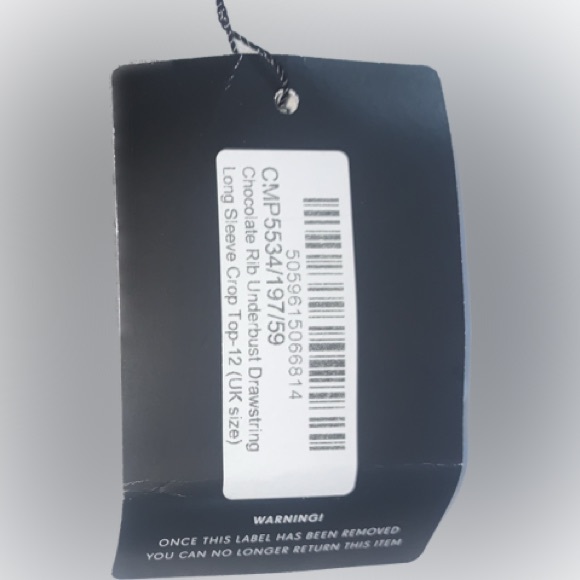 Chocolate Rib Underbust Drawstring Long Sleeve Crop Top. Size 8 US. PYT - Picture 2 of 6